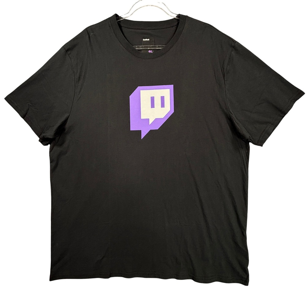 Twitch Logo Graphic T-Shirt Mens 4XL Black Short Sleeve Glitch Gaming Tee